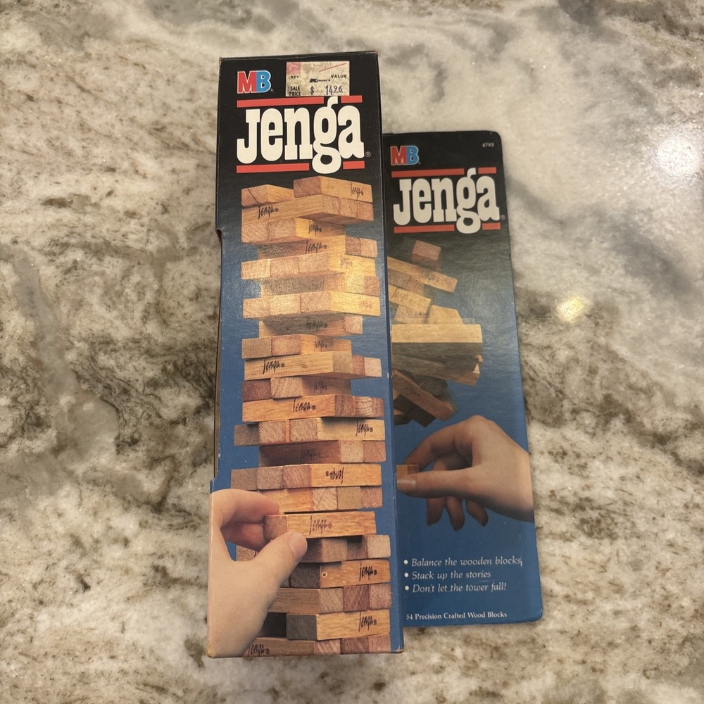 Vintage JENGA Classic Game 1986 Complete in Box 4793 Milton Bradley Wooden Block